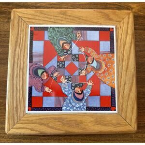 Vintage Barbara Lavallee 2004 Quilting Quartet Signed Tile Trivet Alaska Life